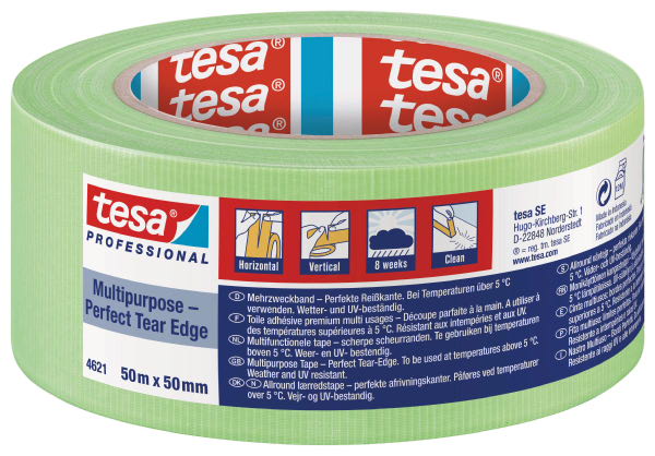tesa 4621 Gewebe, 50m x 25mm, leucht-hellgrün